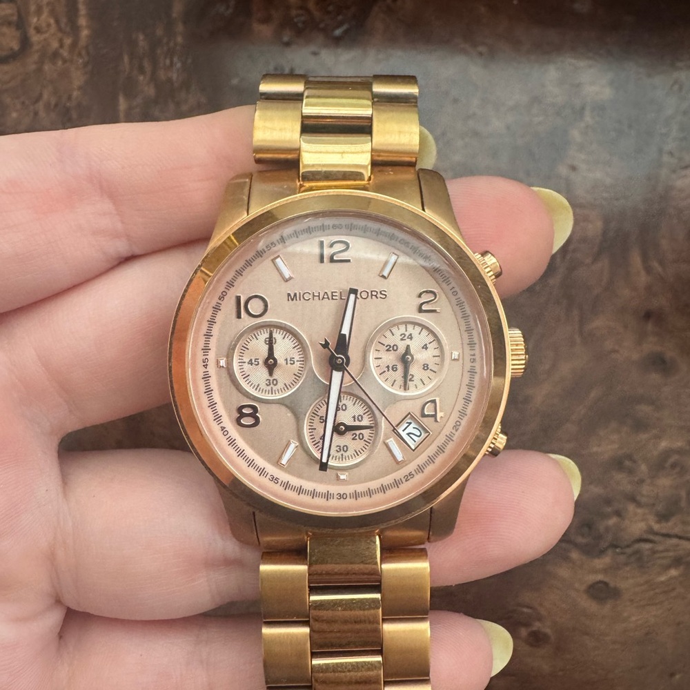 Michael Kors Rose Gold-Tone Chronograph Bracelet Watch
